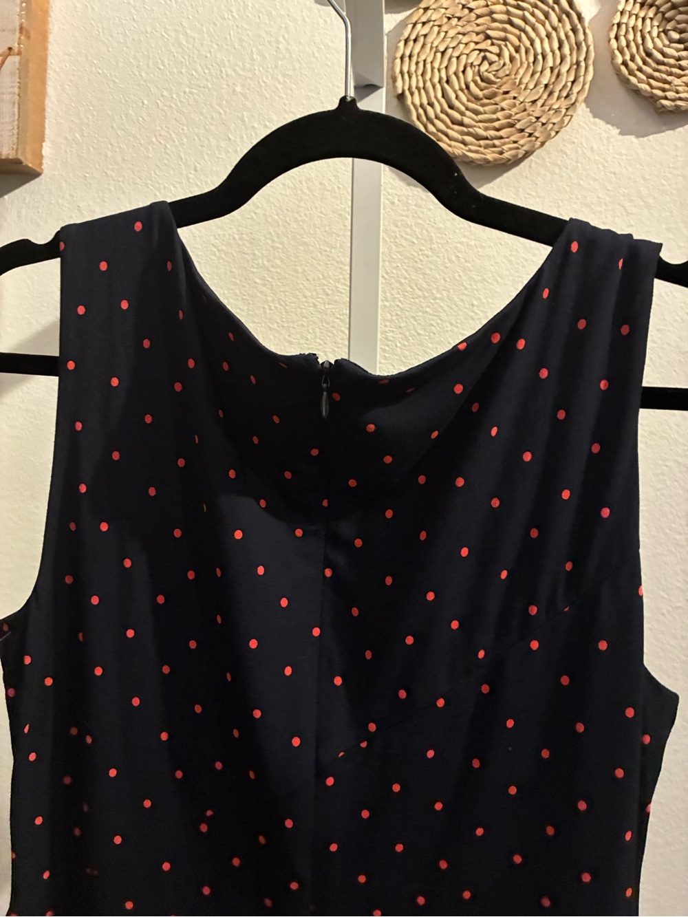 Ann Taylor Navy Midi Dress with Red Polka Dots - Picture 5 of 6